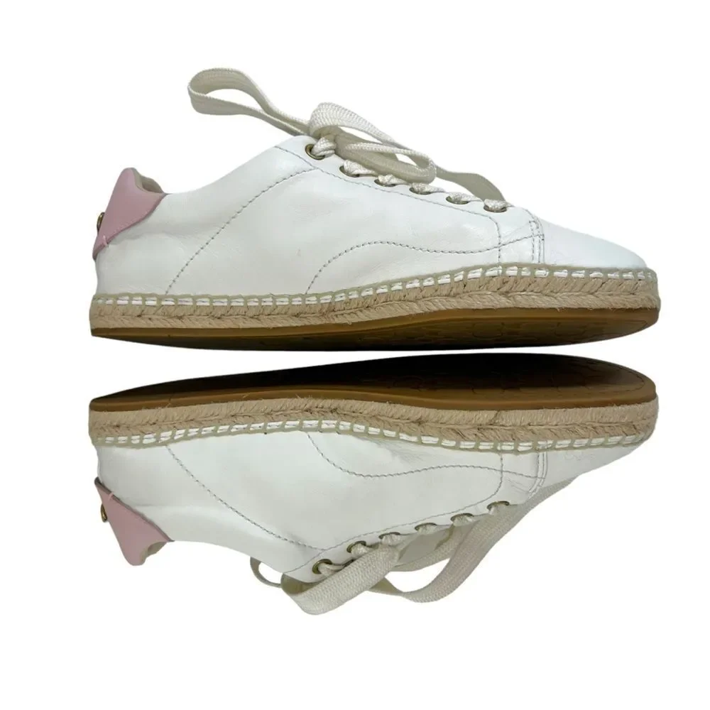 Coach C101 Low Top Espadrille Sneakers in White & Petal